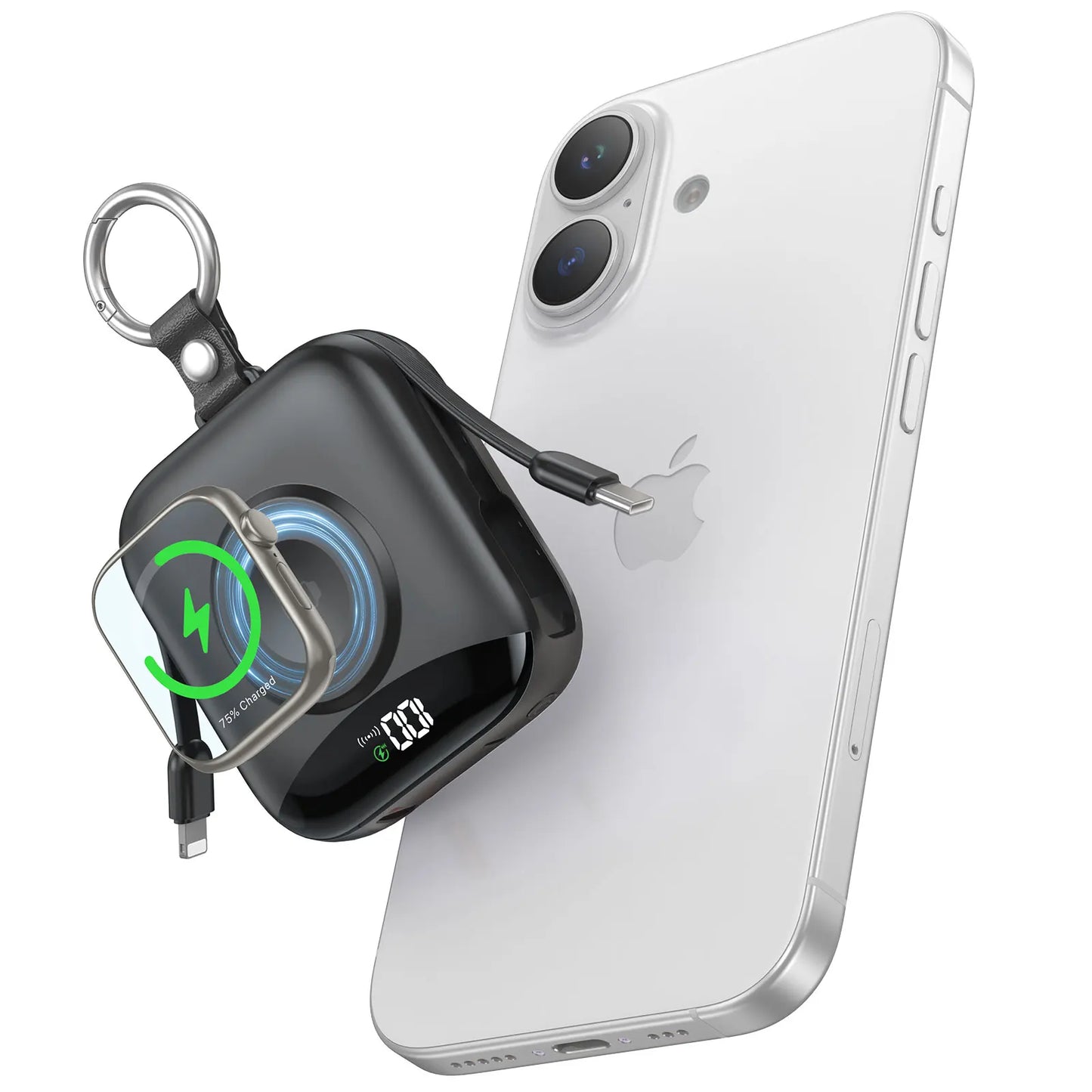 Apple Watch Power Bank With Wireless Charger Built In Lightning Cable Keychain