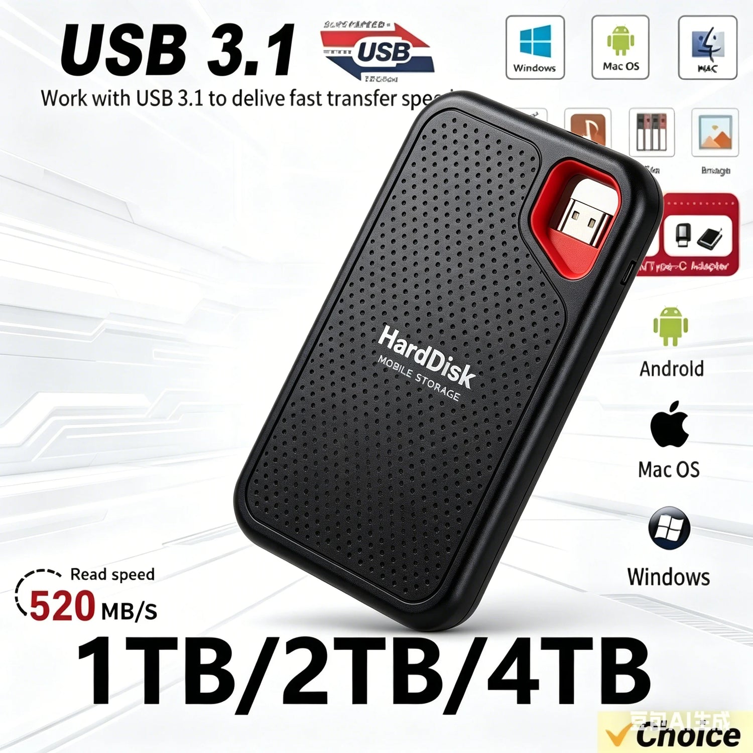 Portable External SSD 2TB High Capacity Solid State Drive USB 3.2 Gen2 Ultra Fast Storage for Game Files by Home for Health and Beauty