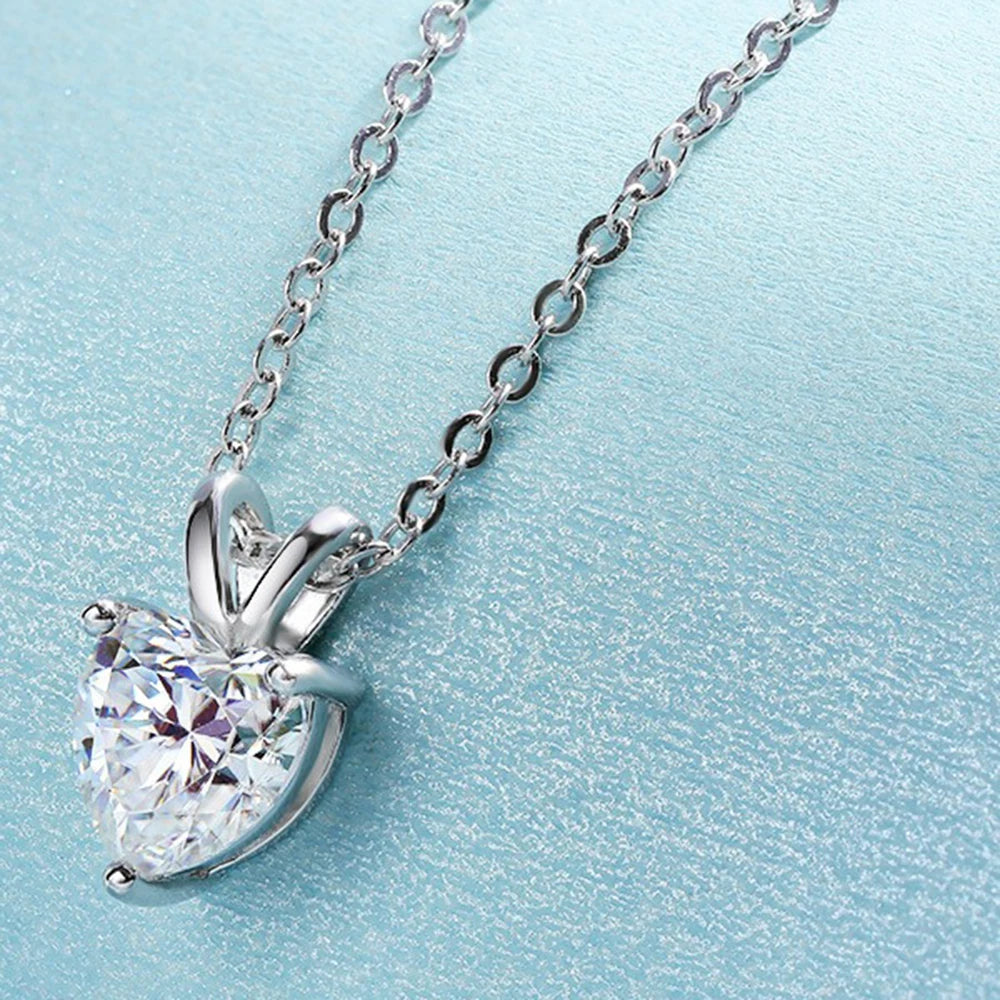 925 Sterling Silver Cross Chain Heart Shaped Moissanite Pendant Necklace for Women Engagement Jewelry US Shipping by Home for Health and Beauty