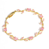 Luxury 16 Colors Sparkling Leaf Cubic Zirconia Branch Gold Silver Color CZ Crystal Bracelet Fashion Women Wedding Jewelry Gift by Home for Health and Beauty