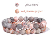 2Pcs Colorful Natural Stone Bead Bracelet Set 8MM Natural Agates Turquois Amethysts Quartzs Gem Stretch Bangle Jewelry Gift by Home for Health and Beauty
