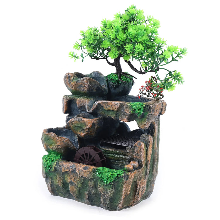 Indoor Room Fountain Waterfall Decor Desktop Fountain Decoration Water Feature with Colour Changing LED Lighting Zen Meditation by Home for Health and Beauty