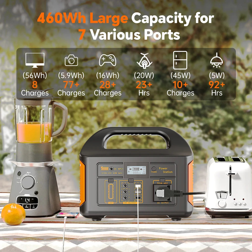 Portable Power Station 300W 500W 256Wh LiFePO4 Battery Outdoor Power Plant Solar Generator For Camping Emergency Energy by Home for Health and Beauty