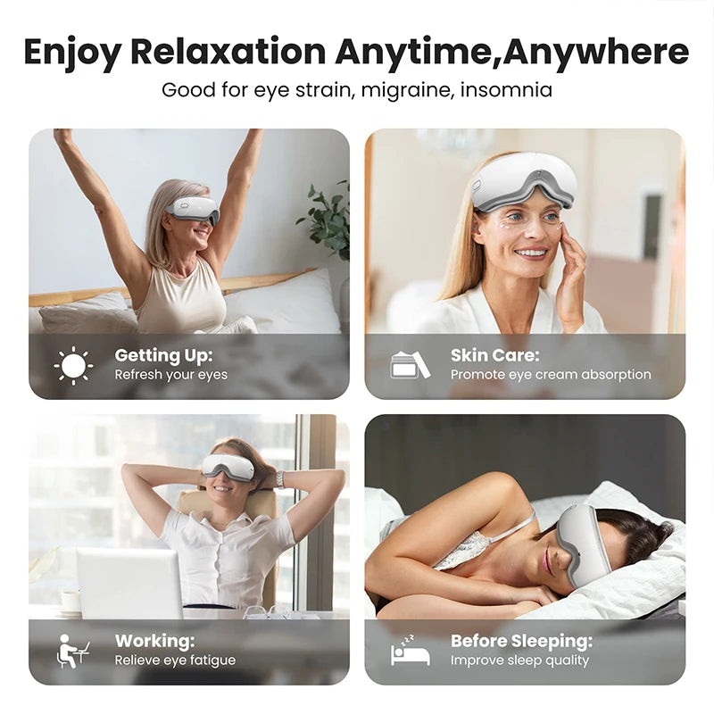 Eye Massager With Heat And Bluetooth For Migraine Relief by Home for Health and Beauty
