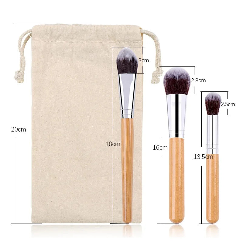 Natural Bamboo Handle Makeup Brush Set 11 Pcs Foundation Blending