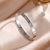 Sparkling Zirconia Inlaid Stainless Steel Bracelet 5/1pcs Set for Women Stackable Bangles Fashion Non Fading Jewelry Gift by Home for Health and Beauty
