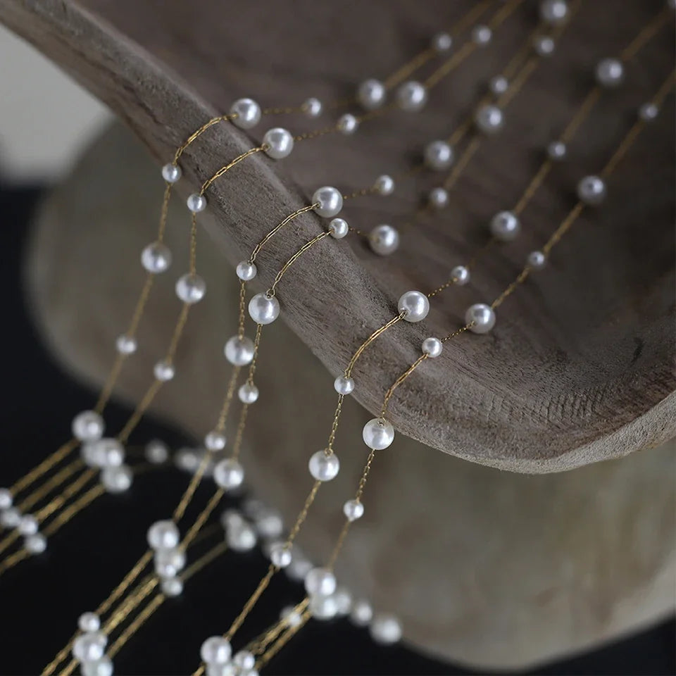 Stainless Steel Pearl Choker Necklace For Women