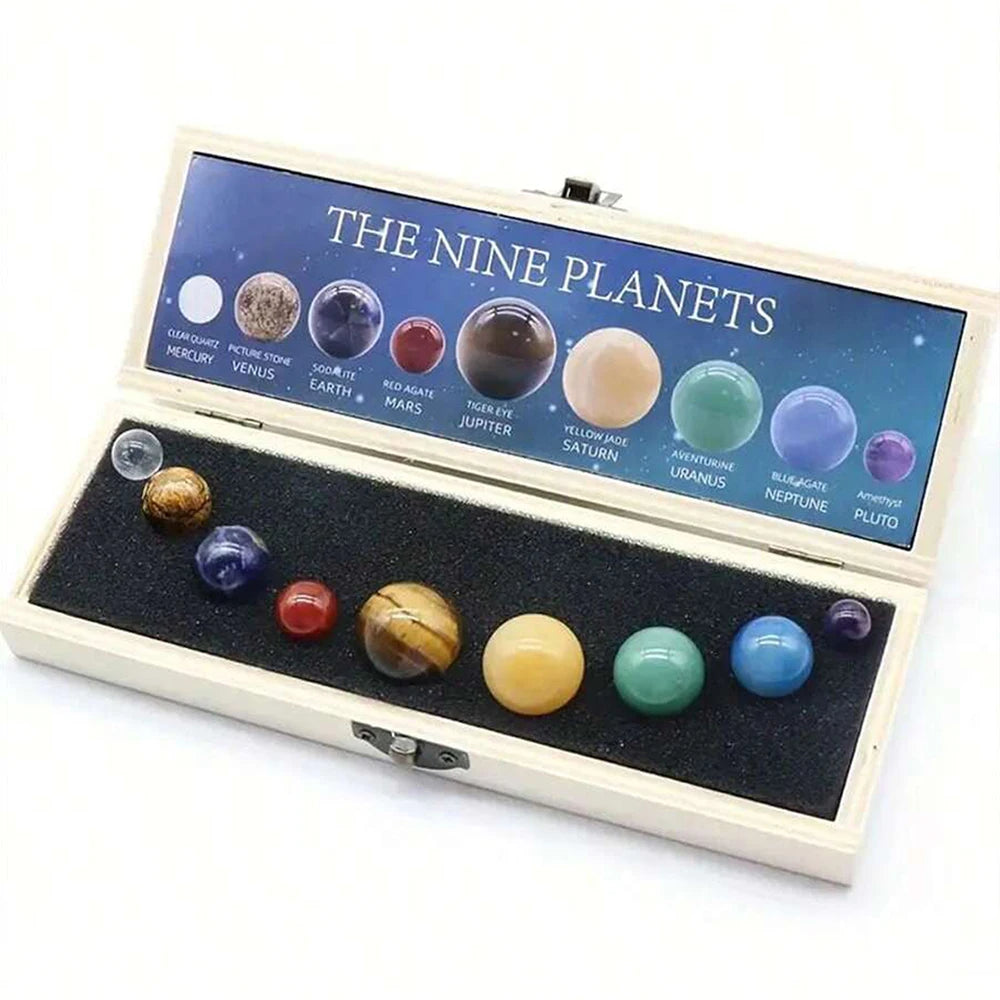 Solar System Natural Crystal Gemstones Set 9 Planets Sphere Ball Stone Galaxy Model Ornaments Gift Home Office Decor by Home for Health and Beauty