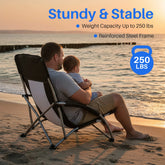 Camping Beach Chair Portable Lightweight Low Mesh Back Padded Armrests Folding Beach Chair with Cup Holder Storage Pocket for Camp Picnic Lawn by Home for Health and Beauty