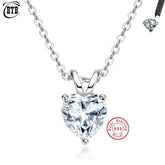 925 Sterling Silver Cross Chain Heart Shaped Moissanite Pendant Necklace for Women Engagement Jewelry US Shipping by Home for Health and Beauty