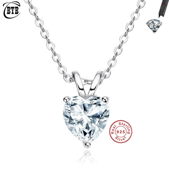 925 Sterling Silver Cross Chain Heart Shaped Moissanite Pendant Necklace for Women Engagement Jewelry US Shipping by Home for Health and Beauty