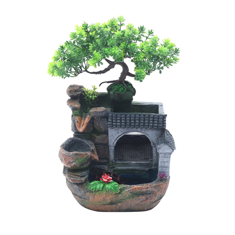 Tabletop Water Fountain with LED Light, Desktop Ornaments Resin Rockery Ornament for Office Living Room Desk Decor by Home for Health and Beauty