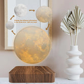 Magnetic Floating Rotating Moon Lamp with Wooden Base, 3 Color Temperature LED Night Lights of Print 3D for Unique Gifts, Room by Home for Health and Beauty