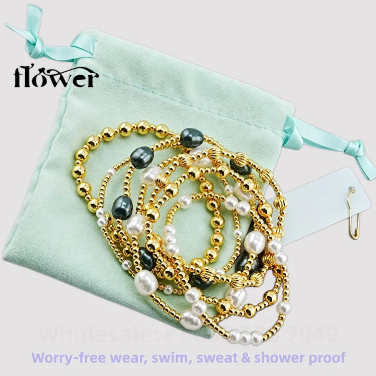 Waterproof Charm Beads Stackable Bracelets Bangles Fashion Fine Jewelry Gift For Women Anniversary Birthday by Home for Health and Beauty