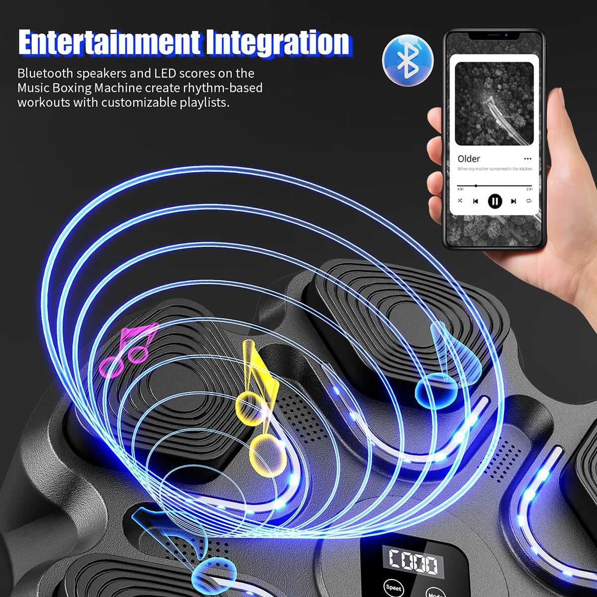 Music Boxing Machine for Adults and Kids, Smart Bluetooth Boxing Training Equipment with Gloves for Home,Office and Gym by Home for Health and Beauty