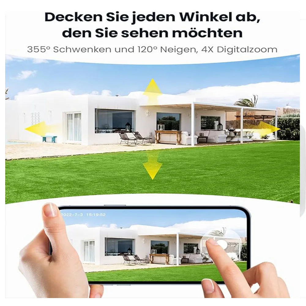 ieGeek 2K 3MP WiFi Security Cameras Wireless Outdoor, for Home Surveillance, 360 PTZ Battery Powered Cam with Solar Panel by Home for Health and Beauty