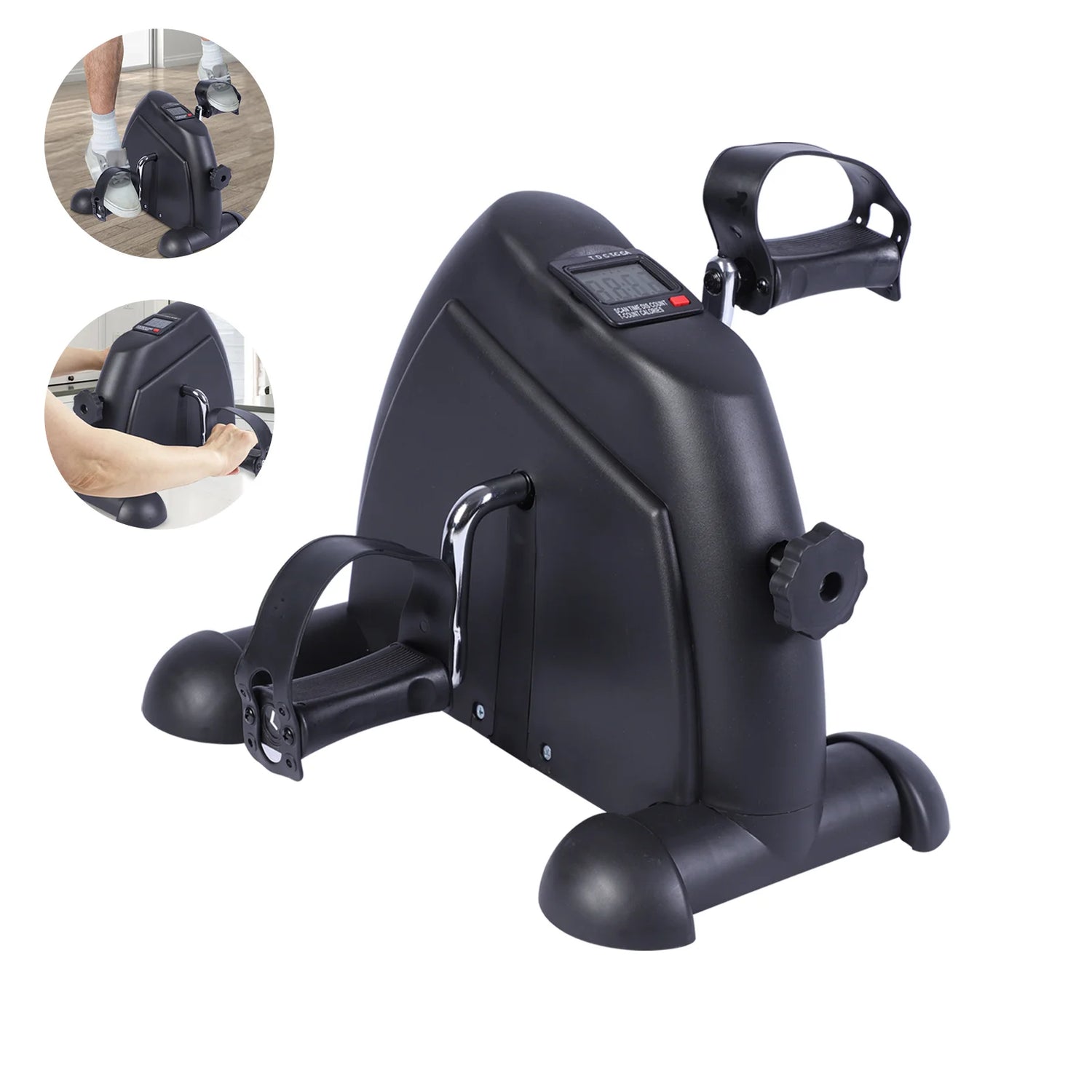 Mini Pedal Exercise Bike Under Desk Bicycle Trainer Fitness Cycling Portable LCD Display Arm Leg Fitness Equipment Home Office by Home for Health and Beauty