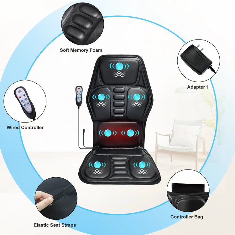 HOMEMASSA Vibration Back Massager Seat Cushion With Heat Massage Chair Pad by Home for Health and Beauty