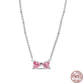 925 Sterling Silver Bow Heart Necklace Zircon Charm Gift by Home for Health and Beauty