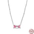 925 Sterling Silver Bow Heart Necklace Zircon Charm Gift by Home for Health and Beauty