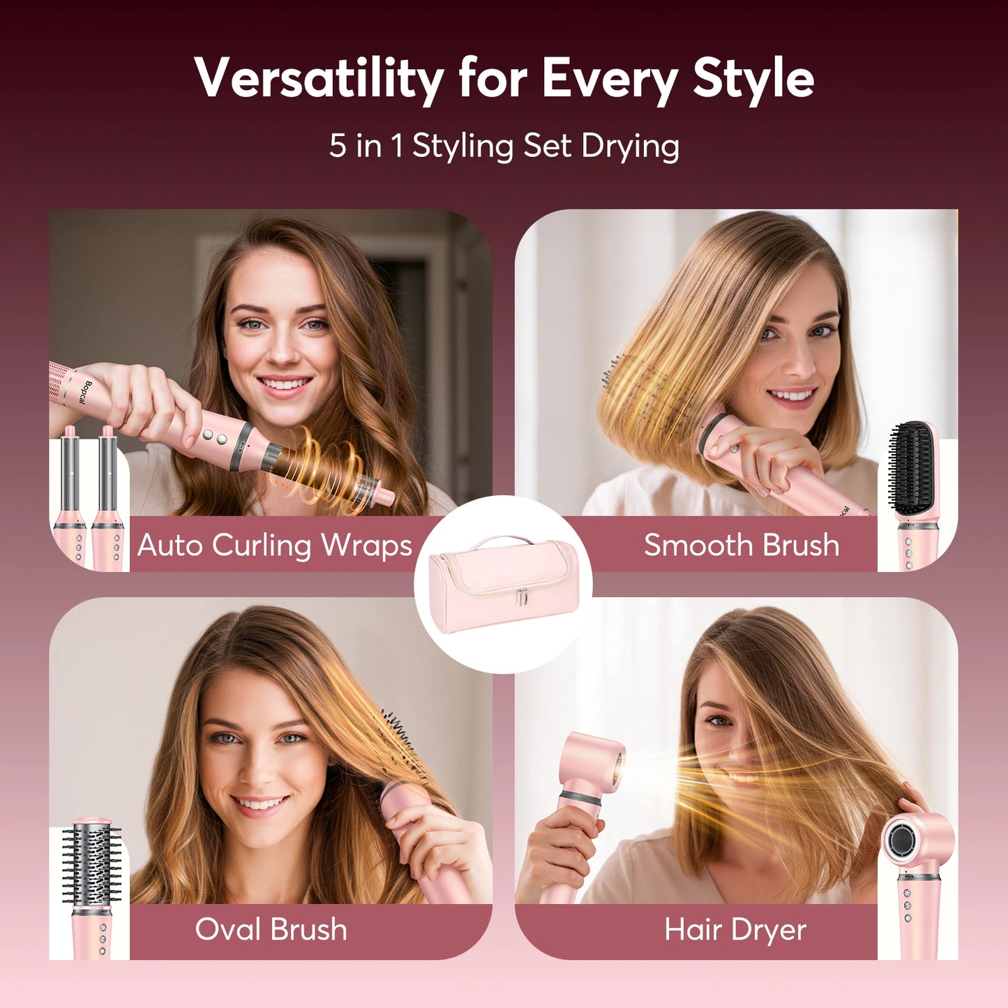 5-In-1 Hair Styler With Travel Bag 1200W Dryer