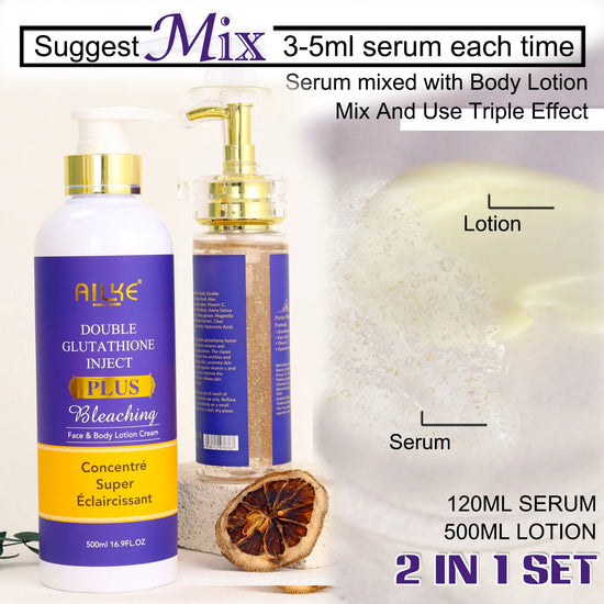 AILKE Glutathione Lighten Body Lotion, Moisturizing, Hydration, Even Skin tone, Improve Dark & Black Skin, Support Private logo by Home for Health and Beauty