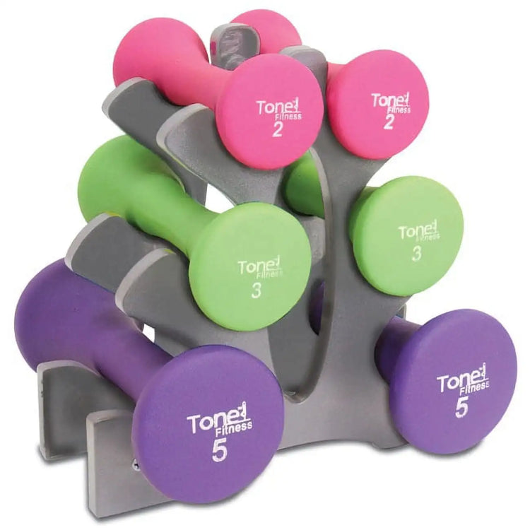 20 lb Hourglass Neoprene Dumbbell Set with A-Frame, Non-Slip Grips for Home Gym and Strength Training by Home for Health and Beauty