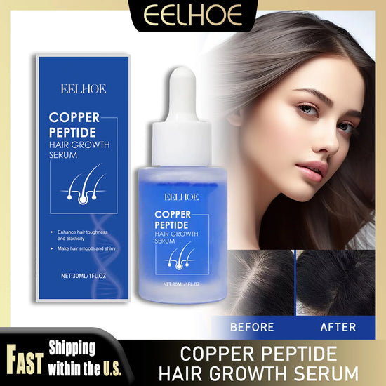EELHOE 30ml Copper Peptide Hair Serum Strengthening Hair Roots Repair Hairs Damage Essence Nourish Smoother Hair Loss Growth Oil by Home for Health and Beauty