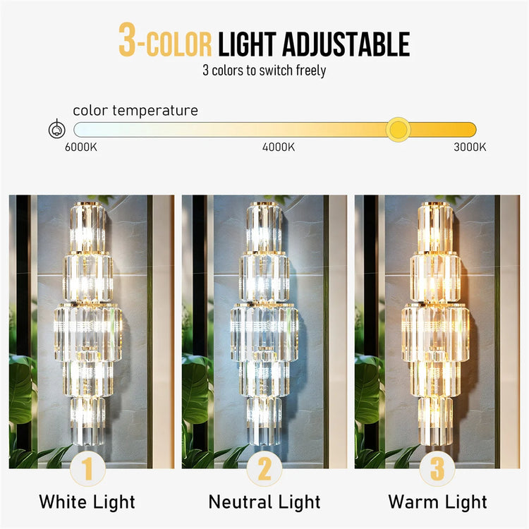 Crystal Wall Lamp Modern 3-Layer Wall Crystal Sconce Light E14 Led Corn Lights by Home for Health and Beauty