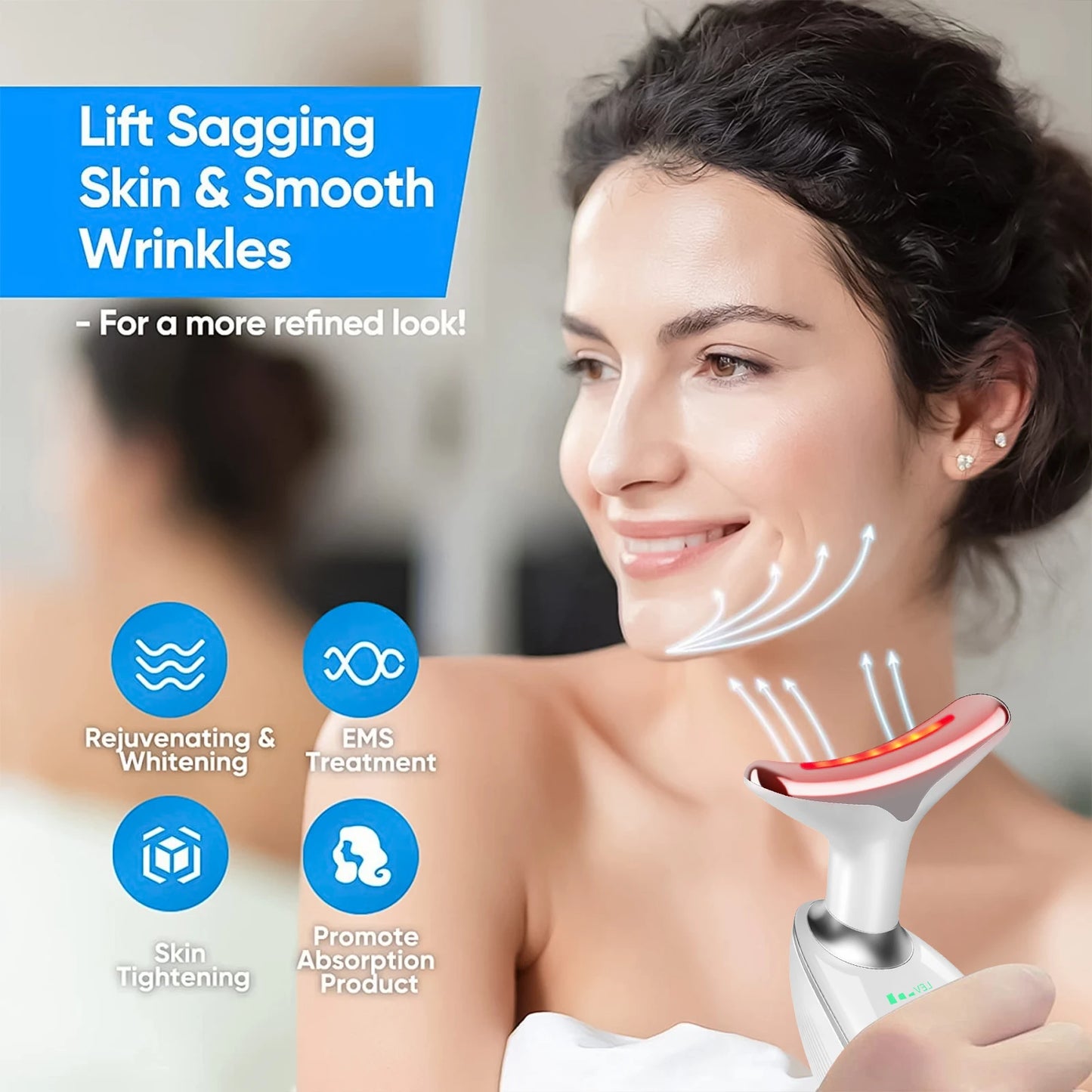 Electronic Neck Massager With Dual Ring Rollers USB Charging