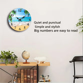 XMSJ Round Wooden Wall Clock Silent Living Room Decor by Home for Health and Beauty