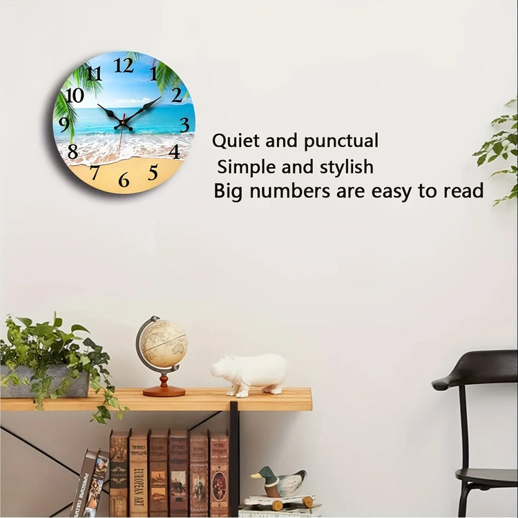 XMSJ Round Wooden Wall Clock Silent Living Room Decor by Home for Health and Beauty