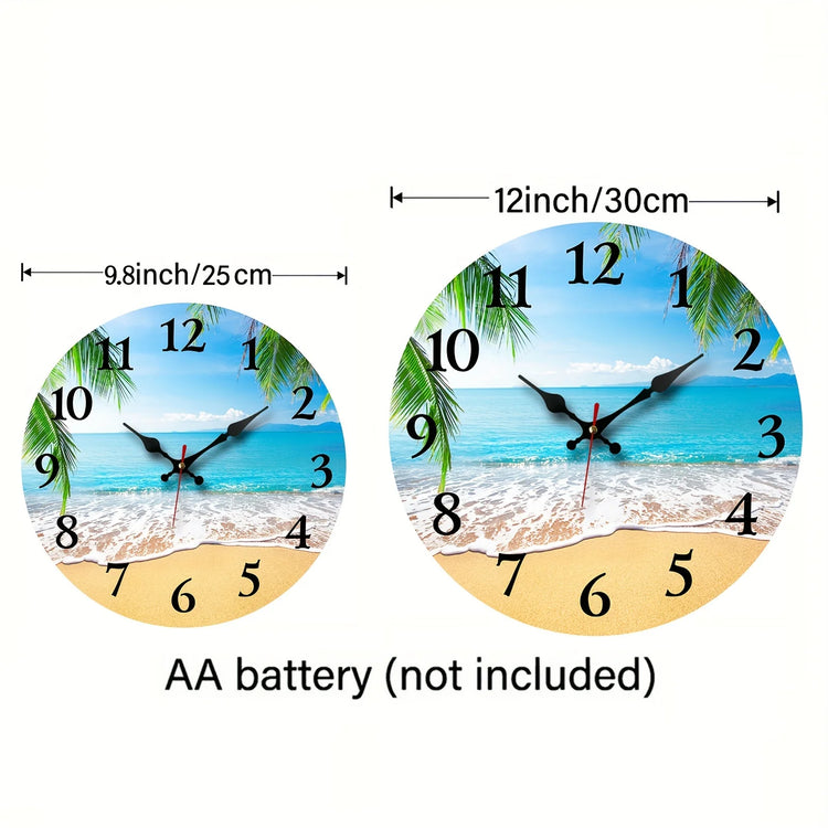 XMSJ Round Wooden Wall Clock Silent Living Room Decor by Home for Health and Beauty