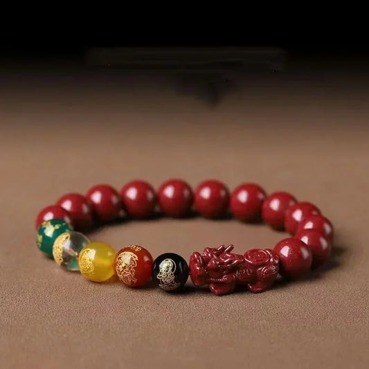 Real Cinnabar Pixiu Bracelet Unisex Jewelry