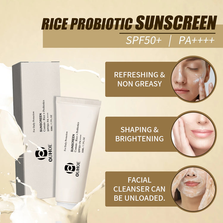 Ouhoe SPF 50 Face Sunscreen Probiotic Brightening Cream by Home for Health and Beauty