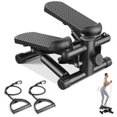 Mini Stepper with Resistance Bands 300 LBS Weight Capacity Hydraulic Home Stepper Machine Compact Cardio Equipment with LCD Monitor No Assembly Required by Home for Health and Beauty