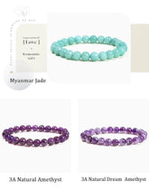 JD Natural Stone Beads Bracelet Amethyst Tiger Eye Crystal Quartz Agate Gem Beads Bangles Women Men Reiki Healling Jewelry Gift by Home for Health and Beauty