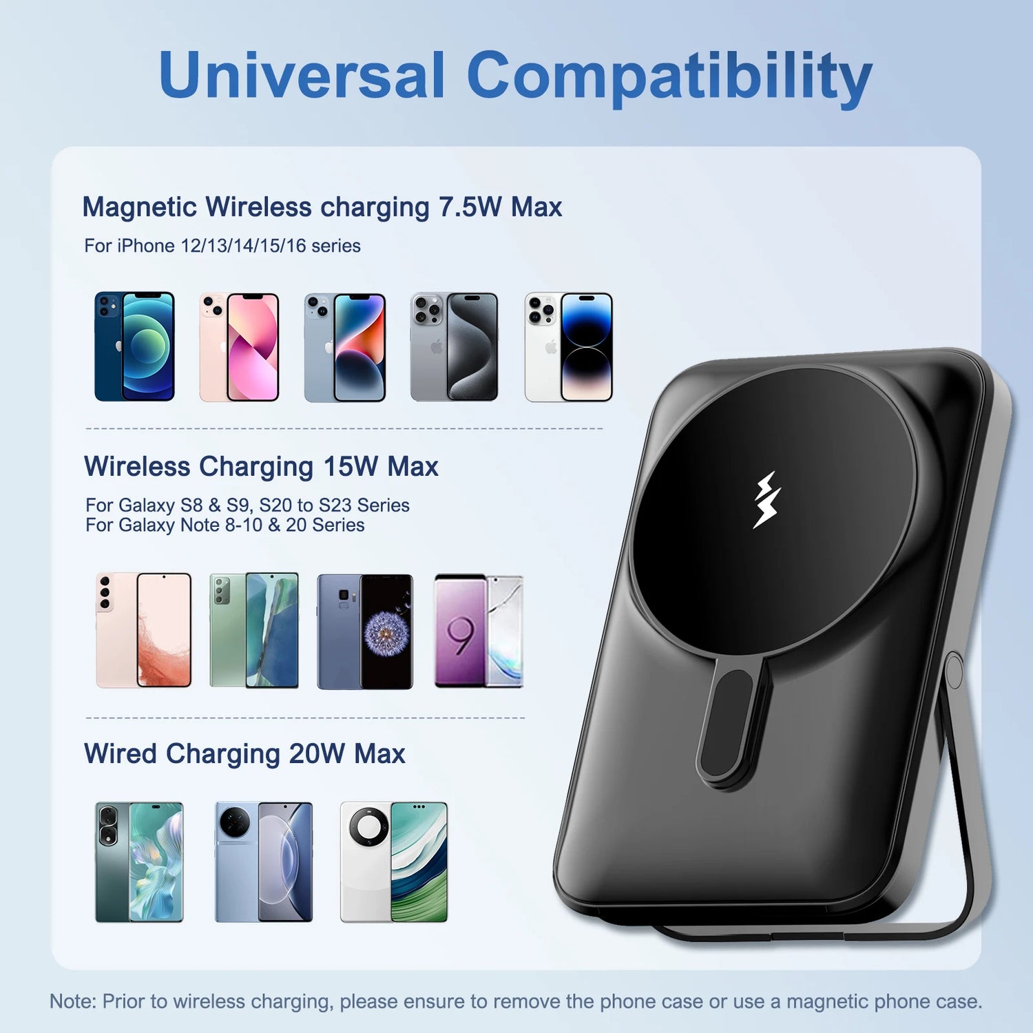 Magnetic 10000mAh Wireless Power Bank iPhone 15 14 13 12 by Home for Health and Beauty