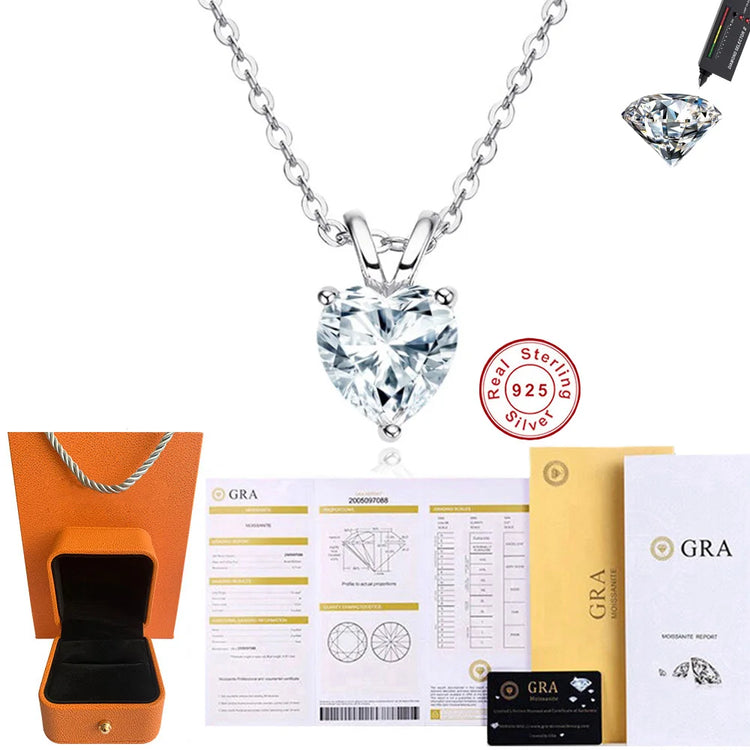 925 Sterling Silver Cross Chain Heart Shaped Moissanite Pendant Necklace for Women Engagement Jewelry US Shipping by Home for Health and Beauty
