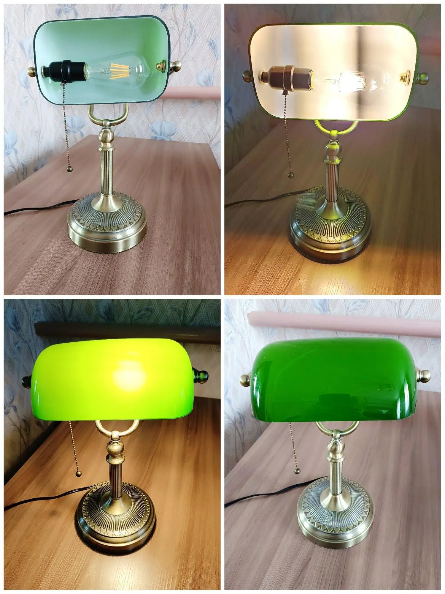 Desk lamp Table Light glass banker‘s lamp zipper switch for bedroom home stuy restaurant library office light night lamp by Home for Health and Beauty