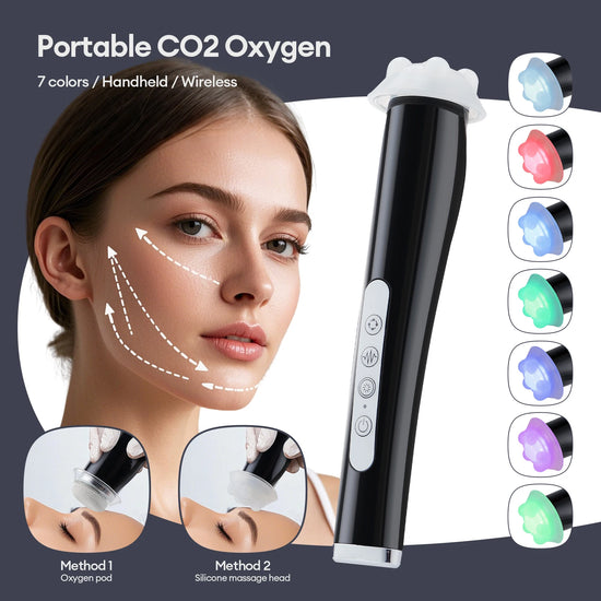 CO2 Oxygen Bubble Pen 5 Gear Vibration Oxygen Bubble Beauty Tool Deep Cleansing Pores Exfoliate LED Photon Skin Care Machine by Home for Health and Beauty