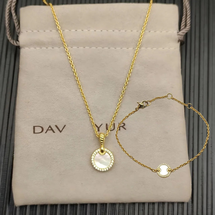 High-Quality Elegant and Simple Gold-Plated Round Bracelets and Necklaces Set by Home for Health and Beauty