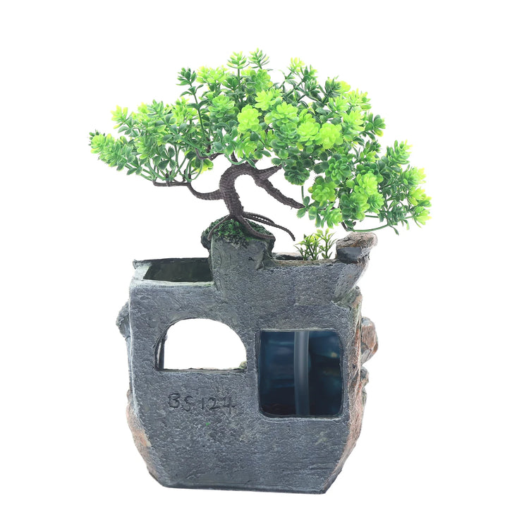 Tabletop Water Fountain with LED Light, Desktop Ornaments Resin Rockery Ornament for Office Living Room Desk Decor by Home for Health and Beauty