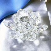 Crystal Lotus Flower Figurine Home Wedding Decoration Glass Craft Collection Paperweight Table Ornaments Souvenir Gifts by Home for Health and Beauty