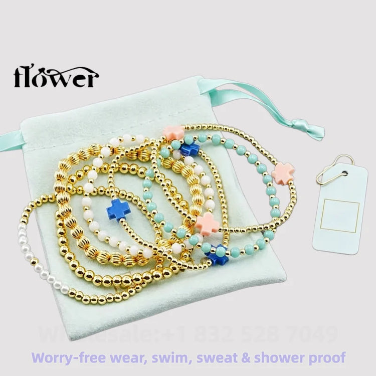 Waterproof Charm Beads Stackable Bracelets Bangles Fashion Fine Jewelry Gift For Women Anniversary Birthday by Home for Health and Beauty
