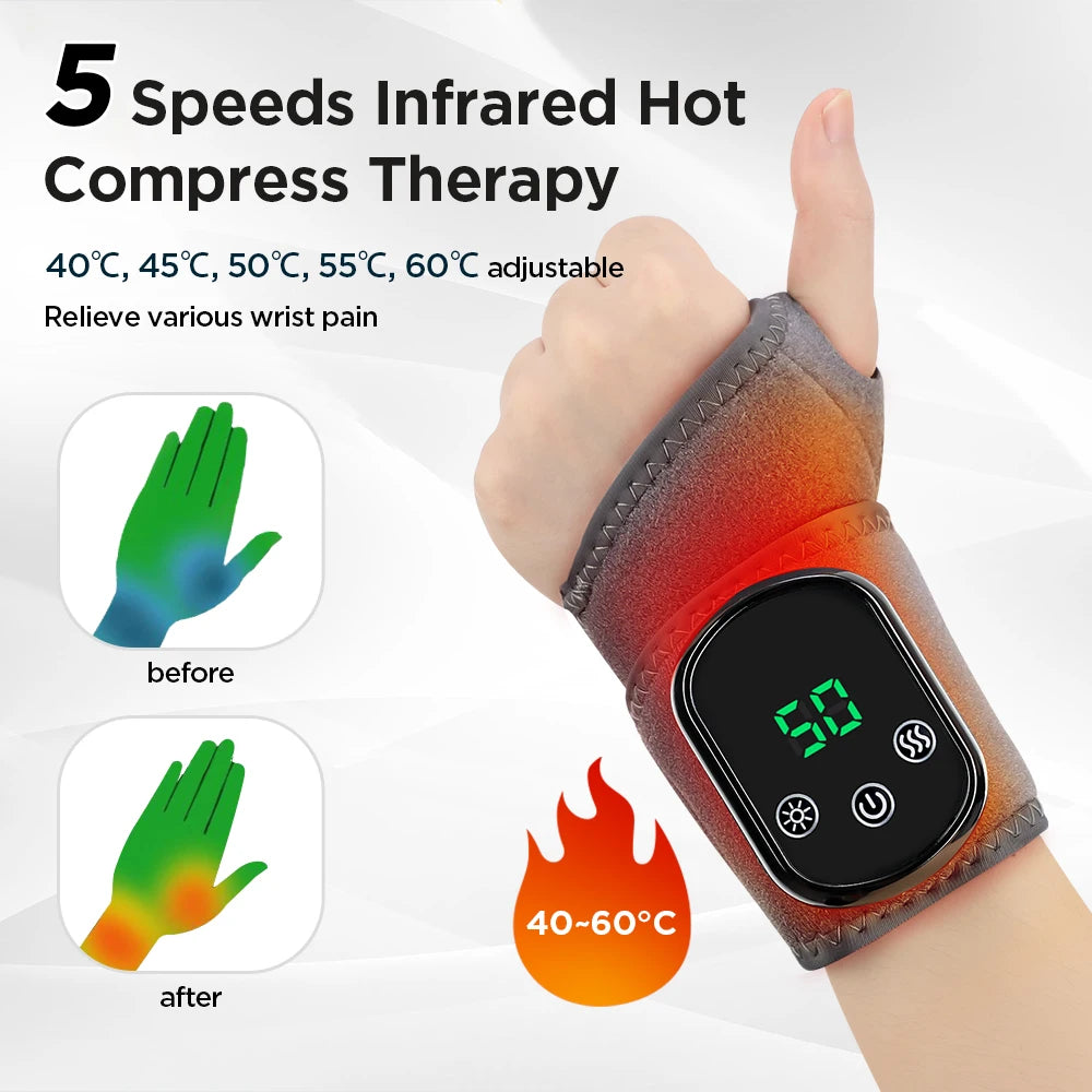 Electric Heating Wrist Massager Wrist Brace Protector Wrap Vibration Massage Relieves Tenosynovitis Carpal Tunnel Fatigue Relief by Home for Health and Beauty