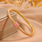 Sparkling Zirconia Inlaid Stainless Steel Bracelet 5/1pcs Set for Women Stackable Bangles Fashion Non Fading Jewelry Gift by Home for Health and Beauty
