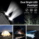Solar Power Bank Portable Dual 30000mAh 5V USB Ports 2 LED Light Flashlight Fast Charging for iPhone Samsung Tablets by Home for Health and Beauty