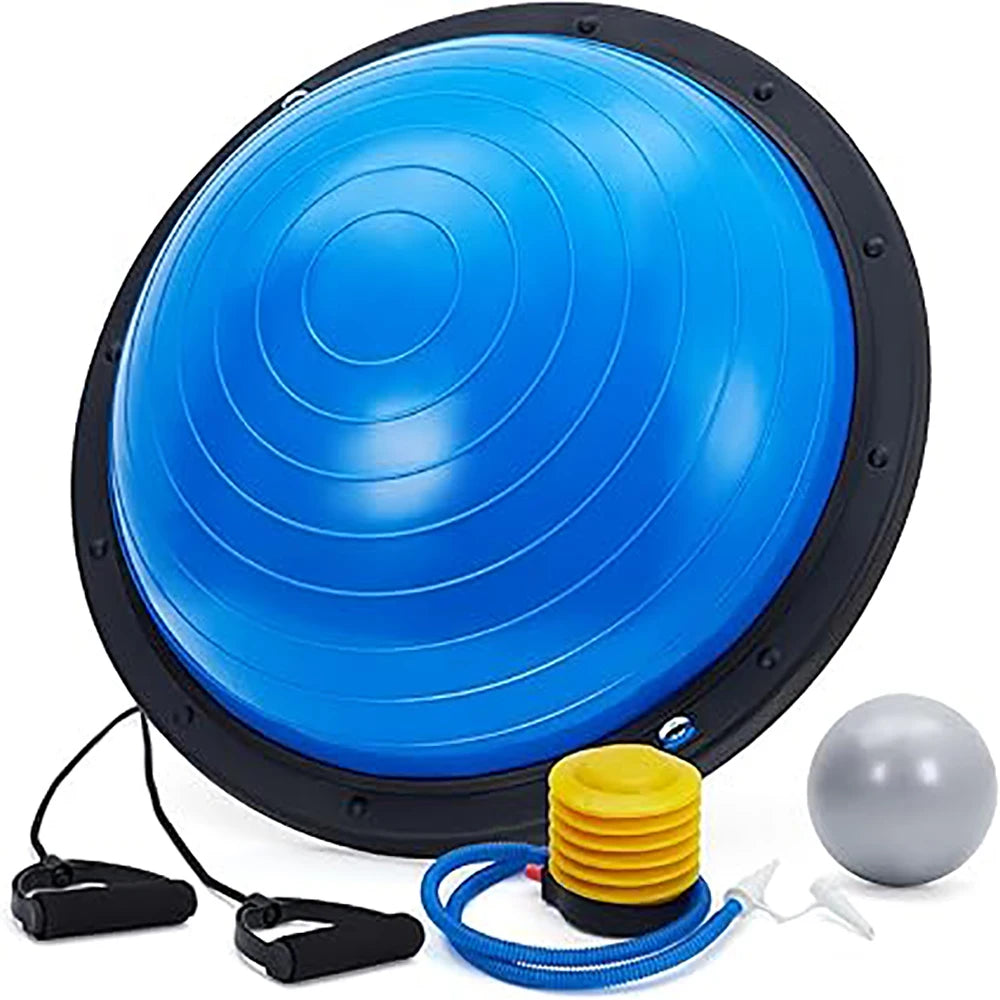 Half Exercise Ball,60Cm Balance Ball Trainer with Non-Slip Base,2 Bands,Pump & Extra Balls For Yoga Workouts Pilates Fitness by Home for Health and Beauty