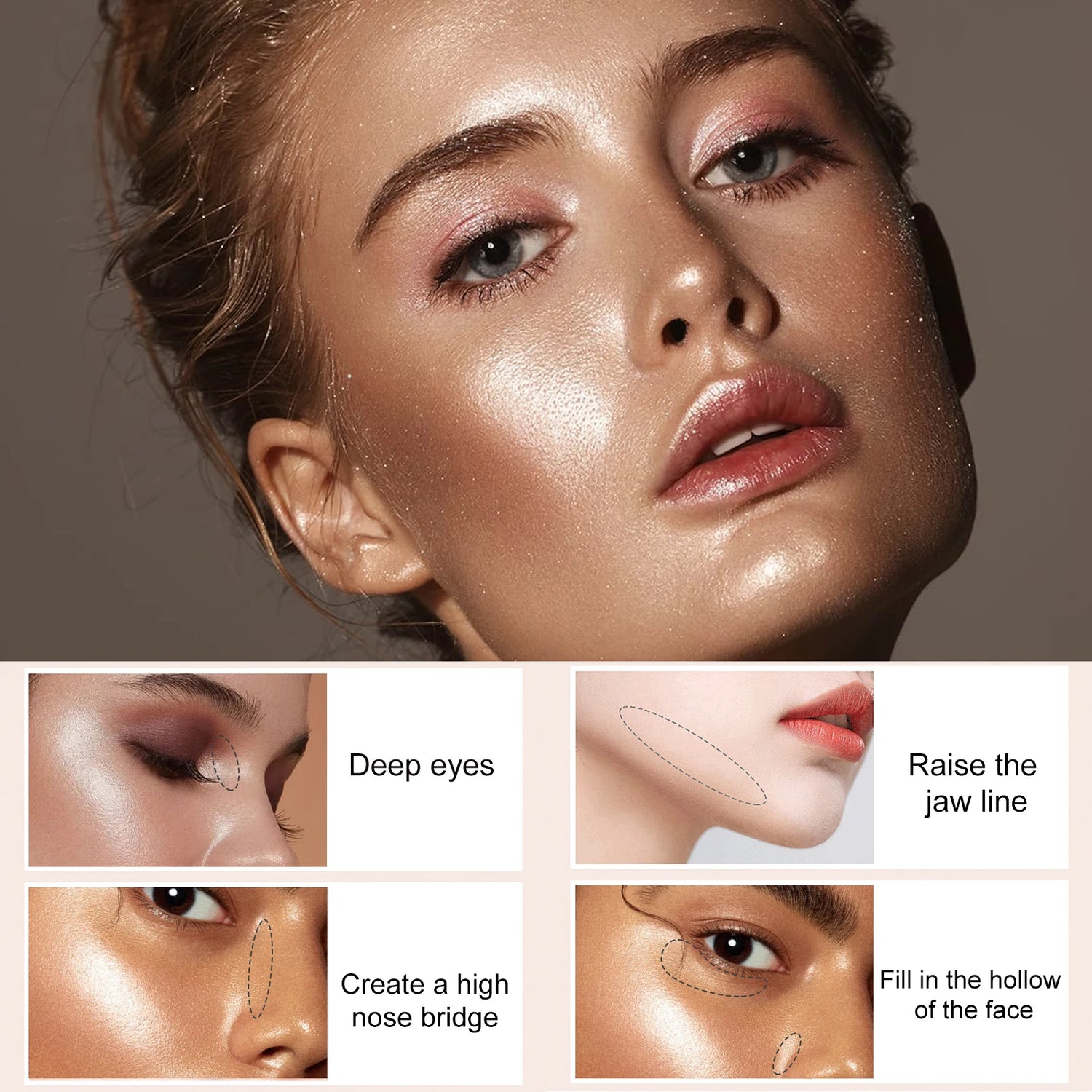 EELHOE Contouring Shimmer Stick Nose Bridge Shadow Three-dimensional Contour V Facial Shape Brighten Trimming Highlighter Cream by Home for Health and Beauty